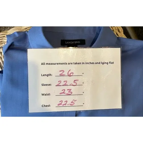 Lands End Shirt Mens, SIze 18 Blue Long Sleeve Traditional Fit Button Up - Picture 7 of 7